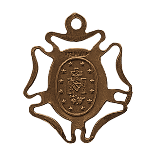 Vintage Bronze Small Miraculous Medal in Openwork Frame — reverse