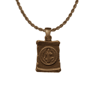 Vintage Bronze St. Benedict Scroll Medal