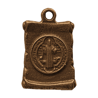 Vintage Bronze St. Benedict Scroll Medal