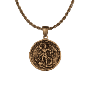 Vintage Bronze St. Michael the Archangel Medal with Scales