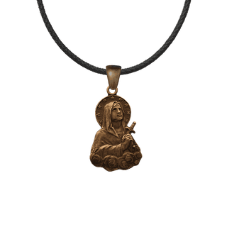 Vintage Bronze Virgin Mary Medal with Starry Halo and Sword