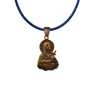 Vintage Bronze Virgin Mary Medal with Starry Halo and Sword