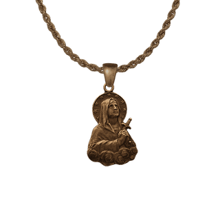 Vintage Bronze Virgin Mary Medal with Starry Halo and Sword