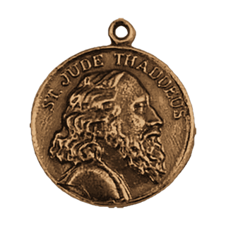 Vintage Bronze St. Jude Thaddeus and Sacred Heart Medal