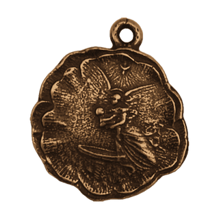 Vintage Bronze 1907 Baptism Charm with Angel