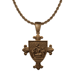 Vintage Bronze Our Lady of the Rosary of Pompeii Pendant