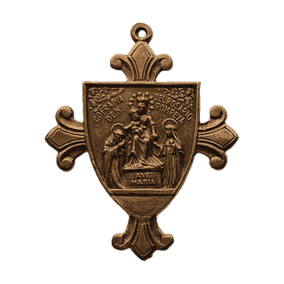Vintage Bronze Our Lady of the Rosary of Pompeii Pendant