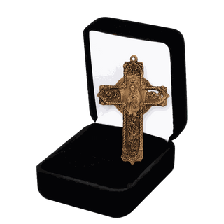 Vintage Bronze Ornate St. Francis Cross with Blessing