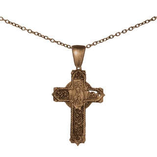 Vintage Bronze Ornate St. Francis Cross with Blessing
