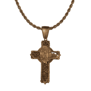 Vintage Bronze Ornate St. Francis Cross with Blessing