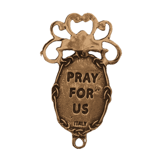 Vintage Bronze Mary Undoer of Knots Center, Knotted Border - reverse