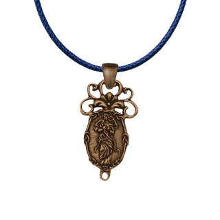 Vintage Bronze Mary Undoer of Knots Center, Knotted Border