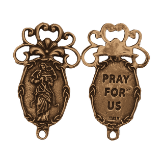 Vintage Bronze Mary Undoer of Knots Center, Knotted Border
