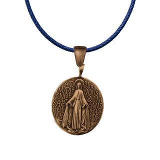 Vintage Bronze French Miraculous Medal, Large Oval