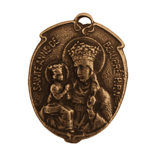 Vintage Bronze St. Anne de Beaupre Medal with Basilica