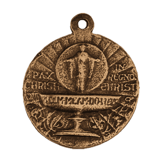 Vintage Bronze Regina Pacis and Pax Christi Medal — reverse
