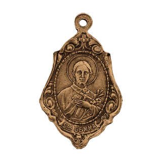 Vintage Bronze St. Gemma Galgani Medal, Scrolled Frame