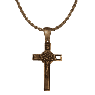 Vintage Bronze St. Benedict Crucifix with Jubilee Medal