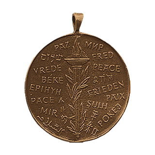 Vintage Bronze Pax Peace Medal, Doves and Many Tongues — reverse