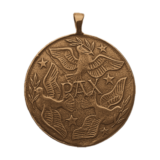 Vintage Bronze Pax Peace Medal, Doves and Many Tongues