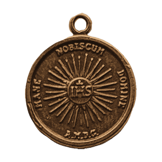 Vintage Bronze Holy Face of Jesus Medal, Two-Sided — reverse