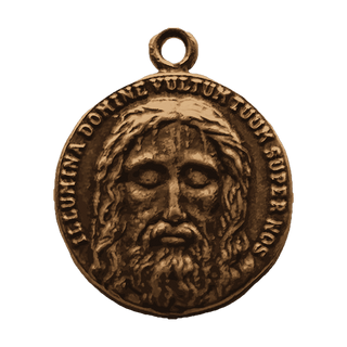 Vintage Bronze Holy Face of Jesus Medal, Two-Sided