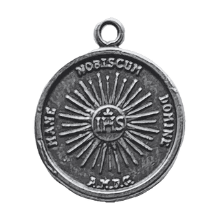 Vintage White Bronze Holy Face of Jesus Medal, Two-Sided — reverse