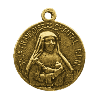 Vintage Yellow Bronze St. Francis de Sales and St. Jane de Chantal — reverse