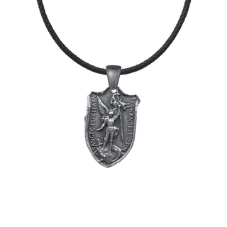 Vintage Sterling Silver St. Michael Shield Medal, Two Hearts