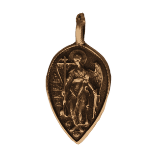 Vintage Bronze St. Michael Pilgrimage Pendant, Slavonic