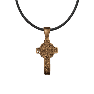 Vintage Bronze Resurrection Cross with Lilies