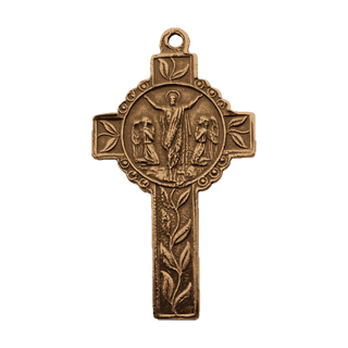 Vintage Bronze Resurrection Cross with Lilies