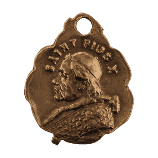 Vintage Bronze Little Flower and St. Pius X Medal — reverse