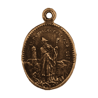 Vintage Bronze St. Brigid and St. Patrick Medal — reverse