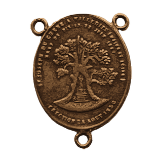 Vintage Bronze St Joseph of the Oak Rosary Center — reverse