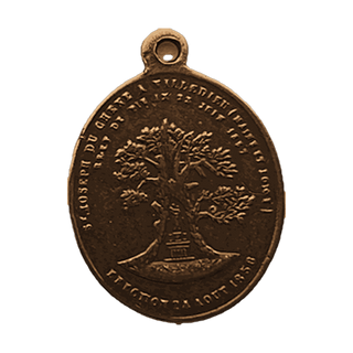 Vintage Bronze St. Joseph of the Oak Medal, Holy Family — reverse