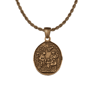 Vintage Bronze St. Joseph of the Oak Medal, Holy Family