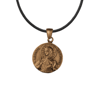 Vintage Bronze Sainte Genevieve Medal, Sheep and Roses
