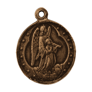 Vintage Bronze St. Alena and Guardian Angel Medal — reverse