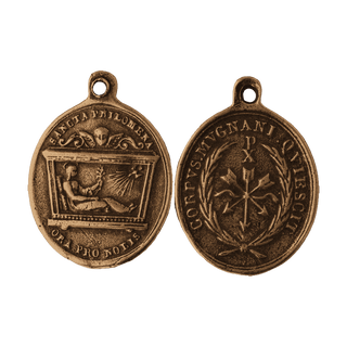 Vintage Bronze St. Philomena Medal, Mugnano Tomb Symbols — reverse