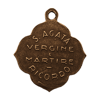 Vintage Bronze St. Agatha Medal, Virgin and Martyr — reverse