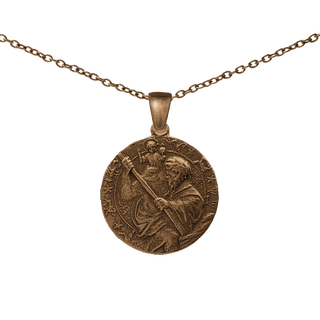 Vintage Bronze St. Christopher Medal with Motor Car