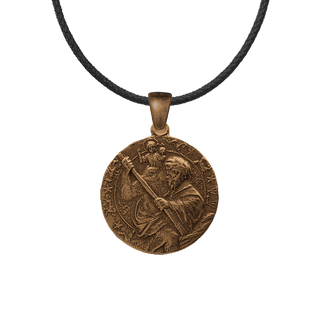 Vintage Bronze St. Christopher Medal with Motor Car