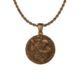Vintage Bronze St. Christopher Medal with Motor Car