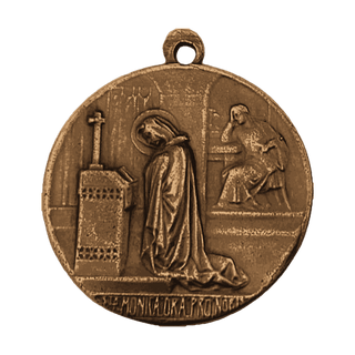 Vintage Bronze St. Monica Medal, Catholic Mothers' Association