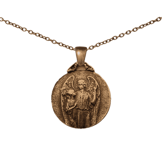 Vintage Bronze Guardian Angel and Child Medal