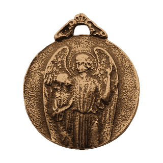 Vintage Bronze Guardian Angel and Child Medal