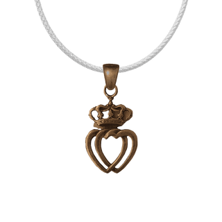 Vintage Bronze Twin Hearts and Crown Pendant