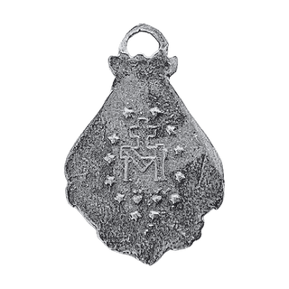 Vintage Sterling Silver Mary with Flowers Miraculous Medal — reverse