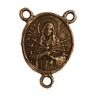 Vintage Bronze First Sorrow Rosary Center, Presentation — reverse